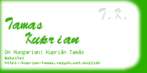 tamas kuprian business card